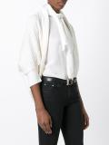 three-quarters sleeve ribbed cardigan