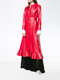 ruffled faux leather coat