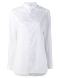 half stripe collarless shirt