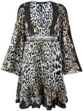 leopard print flared dress