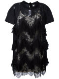 ruffled trim lace dress
