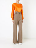 flared high-waisted trousers