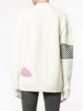 oversized patch applique cardigan