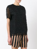 textured sheer sleeve blouse