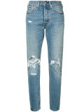 distressed high-rise jeans 