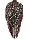 mix print fringed scarf