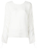 drawstring sleeves sheer blouse