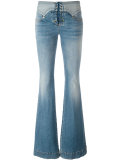 lace-up vintage effect flare jeans