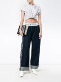 floral jacquard wide-leg jeans