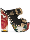 roses print platform sandals
