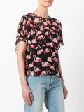 flamingo print blouse