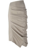 Asymmetric ruched midi skirt