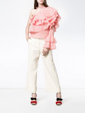printed ruffle one-shoulder top