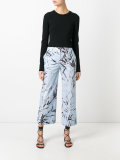 leaves print cropped pants 