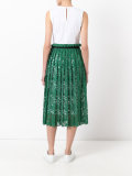 pleated lace midi dress