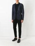 faille-trimmed denim blazer