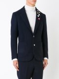 pinned one button blazer