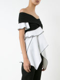 pleated bardot asymmetrical top