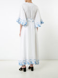 embroidered trim belted dress