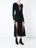 lace-up detail knitted dress
