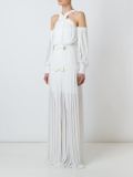 pleaded bows evening dress