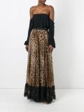 leopard print pleated skirt