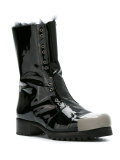 varnished combat boots