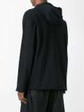 raw edge drawstring hoodie