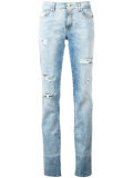 distressed slim-fit jeans