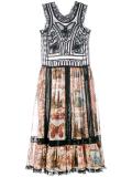 printed lace-trimmed dress