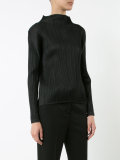 funnel-neck pleated top