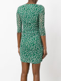 ruched leaf print dress