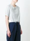 contrast sleeve side applique detail cropped T-shirt