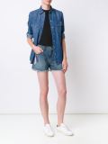 embroidered feather denim shorts