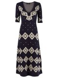v neck jacquard dress