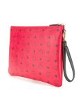 logo print zipped clutch