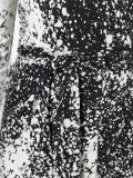 abstract print wrap dress