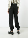 tonal floral belted trousers