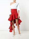 asymmetric ruffled trim skirt  