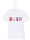 bead embroidered logo T-shirt