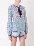 geometric print tassel blouse