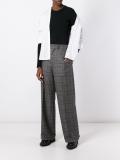 checked wide leg trousers