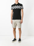 checkerboard panel polo shirt