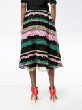 striped embroidered flared skirt