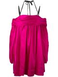 pleated criss-cross strap dress