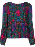 abstract print ruffled blouse