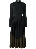 flared pleated shirt dress