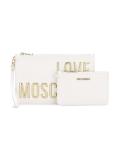 metallic logo zipped clutch