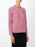 embroidered heart striped T-shirt 