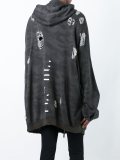 distressed zipped hoodie